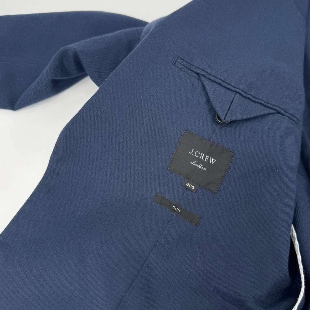 J.Crew Ludlow Slim Suit Jacket 38S Navy Blue Moon British Wool Blazer